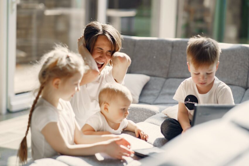 mother going crazy with small children at home